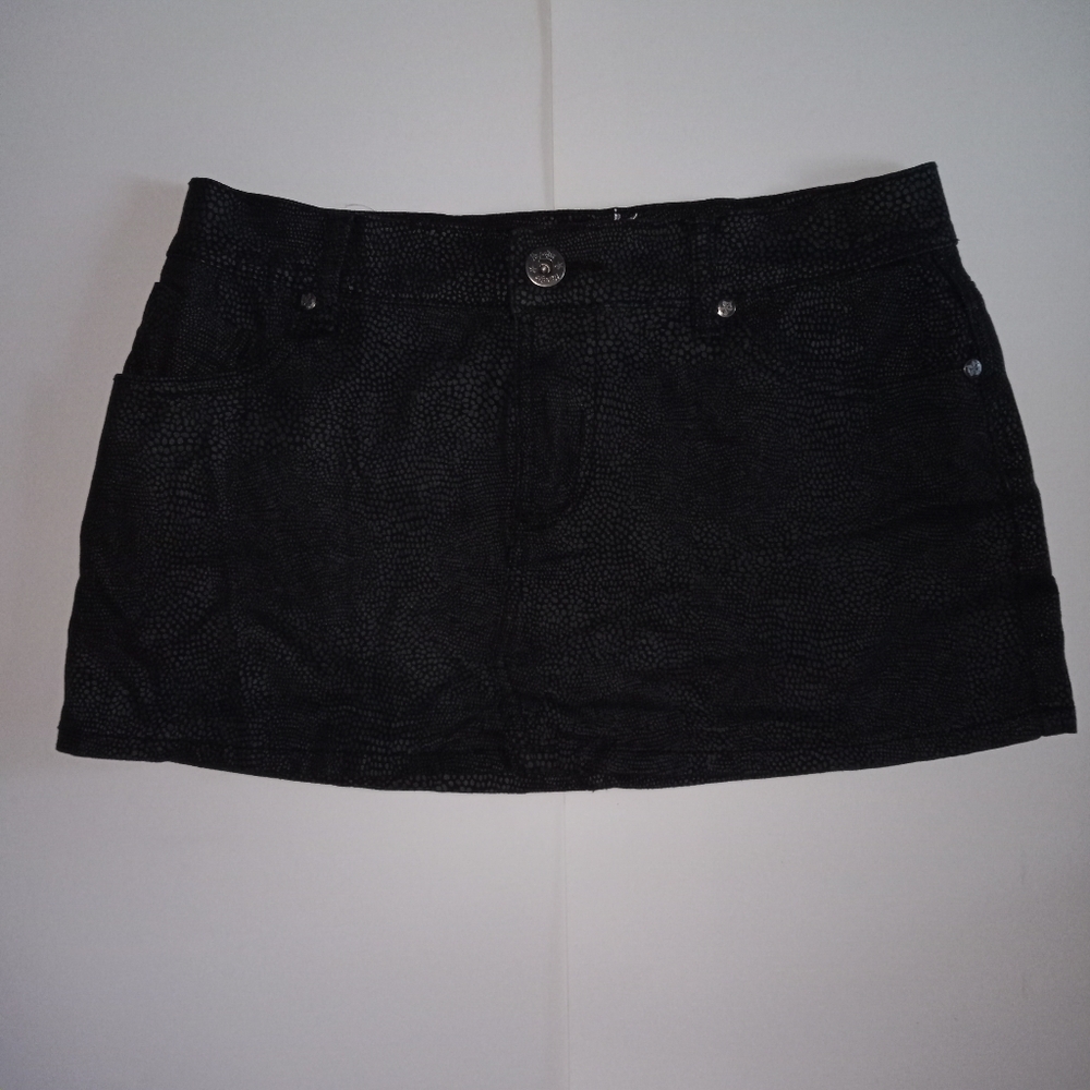 Papaya Faux Snake Skin Mini Skirt